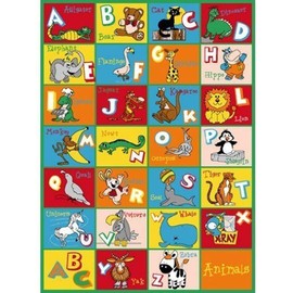 Kids/Baby Room/Daycare/Classroom/Playroom Area Rug Animals Zoo Fun Educational Play Mat Non-Slip Gel Back Bright Colorful Colors (8 Feet X 10 Feet)