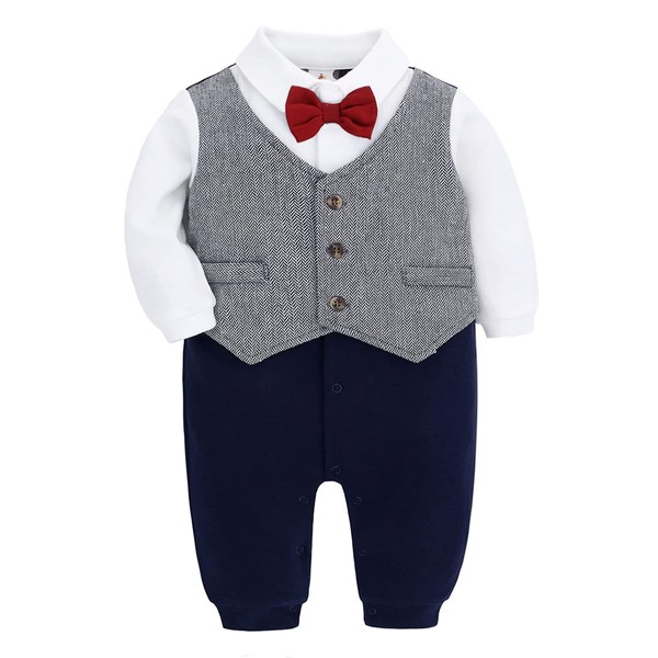 Vlinder Bebone Baby Boy Tuxedo, Newborn Romper -