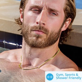 Silvadore 4mm Mens Gold Necklace Chain - Real 18k Plated Stainless Steel CUBAN Link Jewellery - NON-TARNISH & Waterproof - 61cm / 24 inch (Premium Gift Box)