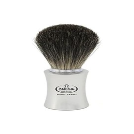 Omega Black Badger Shaving Brush with ABS Plastic Handle Satin Chrome