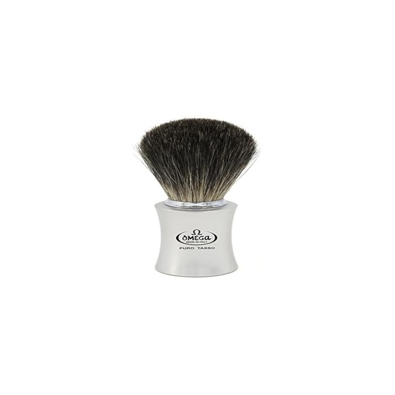 Omega Black Badger Shaving Brush with ABS Plastic Handle Satin