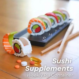 Shapeablez Sushi Supplements - Weekly Pill container and Keychains brand new