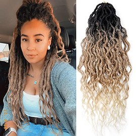 Wavy Faux Locs Crochet Braid Hair Bohemian Locs 24 Inches Synthetic Dreads Ombre Braiding Hair Afro Dreadlock (24", 1b/27/613)