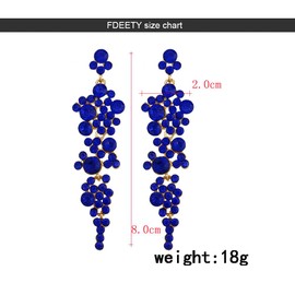 FDEETY Earrings for Women Jewellery Long Dangle Hypoallergenic Earrings Rhinestone Art Deco Chandelier Earrings Sparkly Crystal Vintage Style Wedding Birthday Prom Bridal(Blue)