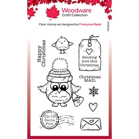 Woodware Francoise Collection - Owl Christmas Mail - Clear Stamp Set, Transparent, 6 x 4 inches (FRS934)