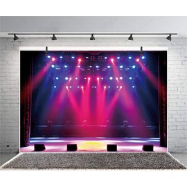 Xiaoterna 7x5ft Stage Concert Glitter Backdrop Colorful Stage Spotlight Photography Background Concert Live Music Show Backdrop Kids Adult Party Decoration Kids Birthday Supplies Photo Booth Props