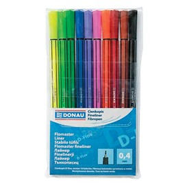 DONAU D-FINE Fineliner 0.4 mm / Pack of 10 / 10 Colours / Felt Tip Pens / Metal Tip / for Adults and Children School Office Home Office / Odourless Non-Toxic