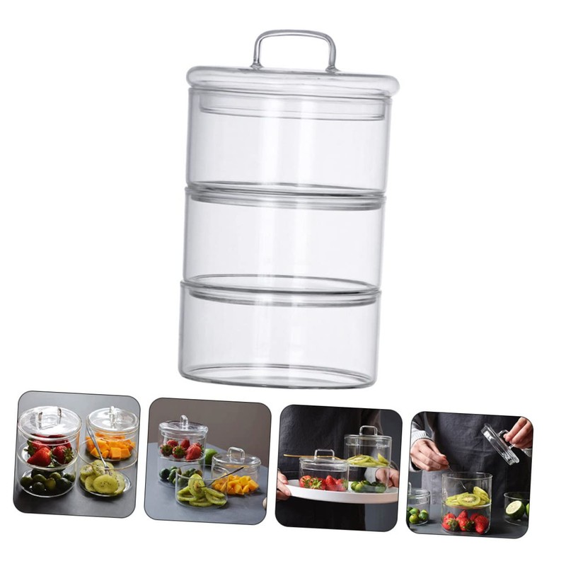 ULTECHNOVO 1Set Stackable Fresh Keeping Bowls for Salad and Grain
