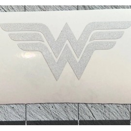 Unbranded Highly Reflective Silver Wonder Woman logo fire helmet window decal - 2 Inch