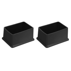 QUARKZMAN Pack of 2 PVC Square Chair Leg Caps, 60 mm x 40 mm OD Black Furniture Feet Pads, Table Foot Covers, Floor Protectors for Patio Table, Cabinet, Bed Furniture