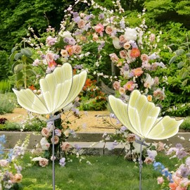 GUYARO Wedding Butterfly LED Floor Lamp - Adjustable Height Romantic Ceiling Light with Hanging Butterflies, White Wedding Decoration Light Fixture for Parties & Events(Yellow-1PCS, 60CM/24INCH)