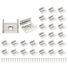 PATIKIL LED Strip Clips, 30pcs Stainless Steel Mounting Brackets Fixing Clip Clamp Support Holder with Screws for 19mm to 20mm LED Strip Lighting Cable