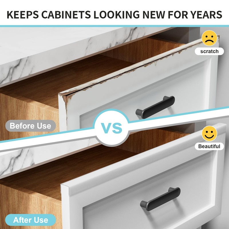 12 Pack Cabinet Protectors for Kitchen Cabinets, 18" Length Clear