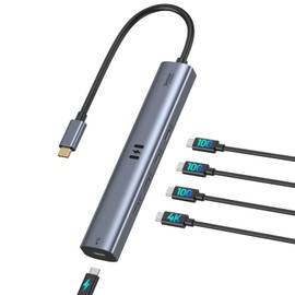 USB C Hub Dual USB C Video Display 4K @ 60Hz Hub 10Gbps USB C to Dual USB C Monitor Adapter with 2 USB C Video Output & 10Gbps Data, 2 USB C 3.1 Data Ports, 100W PD for MacBook Pro/Air M2 M1, Dell, HP