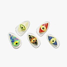 GLAMERMAID Press on Nails, Gothci Colorful Eyes Short Almond Glue on Gel Nails, Fake Nails Acrylic False Nails Stick on Nails Sets Kits for Women Girls Gift, Third Eye Magic