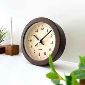 KATOMOKU Dual use clock 7 km-132BRRC Brown Radio Clock Continuous Second Hand