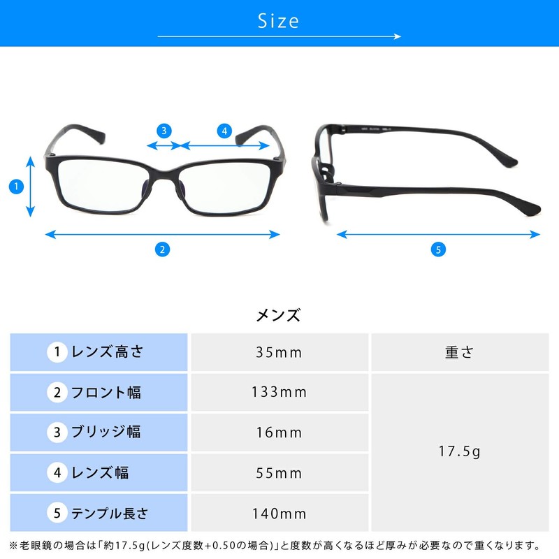 [MIDI BLOOM] 老眼鏡 メンズ おしゃれ お洒落 ブルーライトカット ブルーライト 0.5度 0.5
