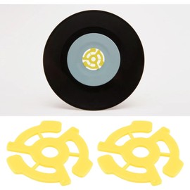 SING F LTD 10Pcs Flat Plastic Vinyl Record Adapter Spacer Adapter Snap in Inserts Accessories Suitable for 45 RPM 7 Inch Vinyl Record Turntable (Yellow)
