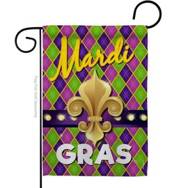 Breeze Decor G168010 Mardi Gras Fleur De LYS Spring Mardi Gras Impressions Decorative Vertical Garden Flag 13" x 18.5" Printed in USA Multi-Color