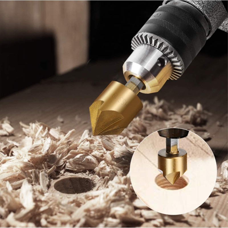 YFFSFDC Countersunk Drill Bit Set of 7, 6/8/9/12/16/19mm + 1
