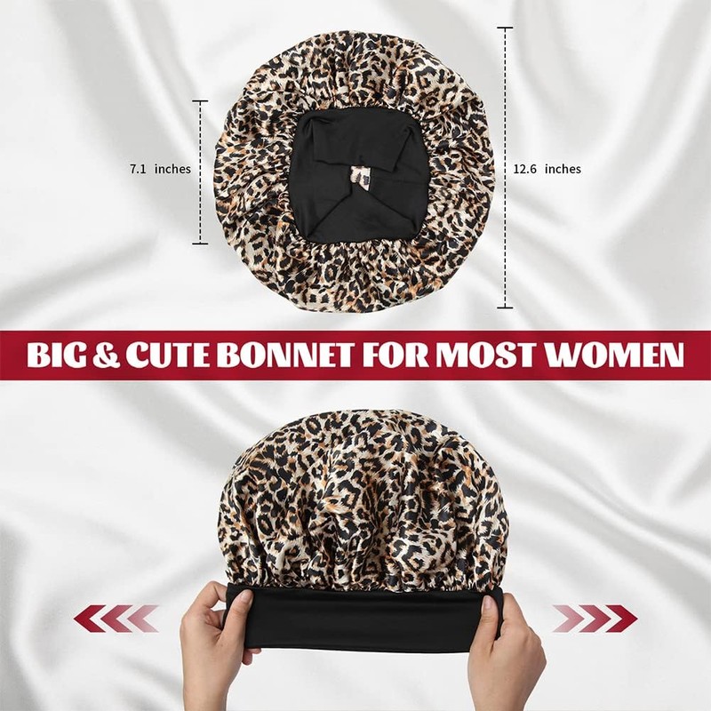 2Pcs Satin Bonnet Silk Bonnet, Hair Bonnet for Sleeping, Elastic