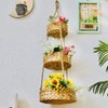 3 Tier Hanging Fruit Basket, Handmade Natural Water Hyacinth Wall