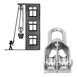 2 Pack M20 Double Pulley Block for Lifting Objects, 304 Stainless Steel Crane Swivel Hook DoublePulley Block with 165lb Load Capacity