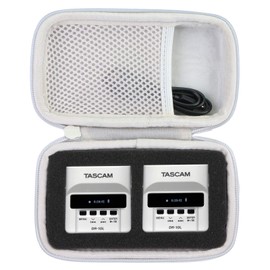 co2CREA Hard Case Compatible with Tascam DR-10WL / DR-10L Pro Ultra Portable Personal Recorder Digital Audio Recorder Lavalier Microphone (Grey Case)