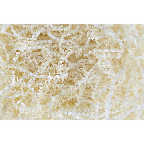 Sansam Crinkle Cut Paper Shred Filler, 1.1 LB Cream Conffetti