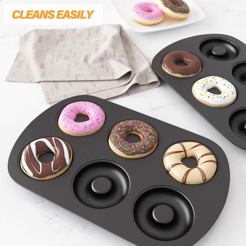 Tiawudi Non-Stick 6-Cavity Donut Baking Pans, Makes Individual Full-Sized 3