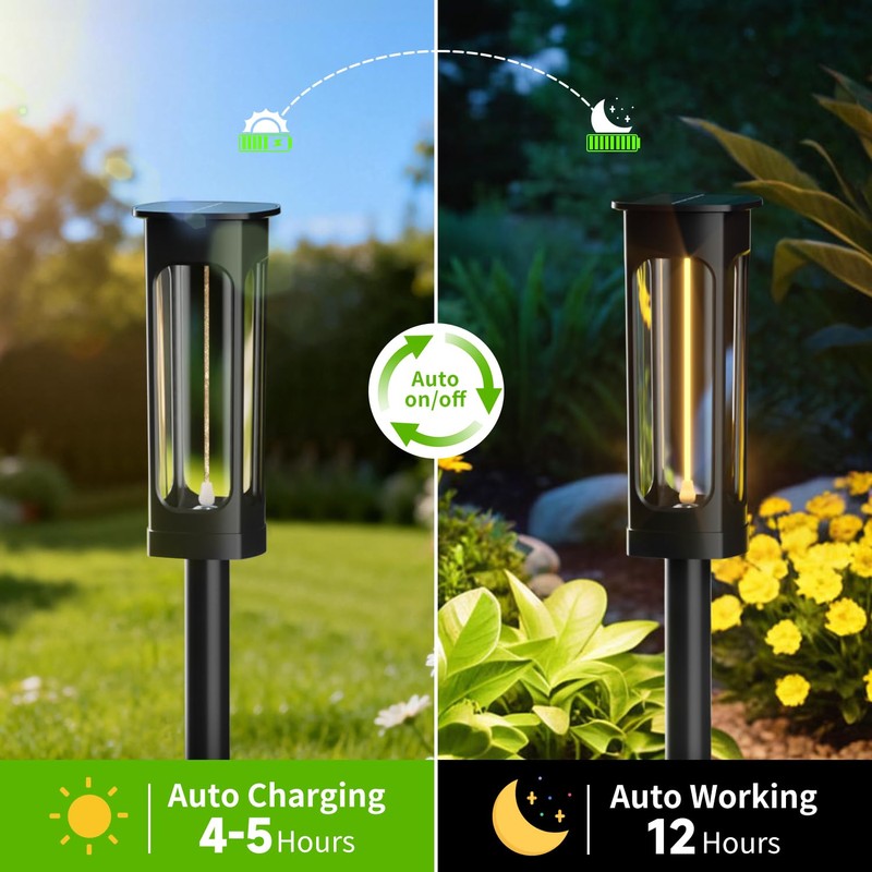 Hiromeco Solar Pathway Lights Outdoor Waterproof: Garden Lights Solar Powered