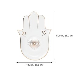 HEALLILY Ceramic Jewelry Dish Buddha Hand Ring Holder Tray Jewelry Display Dish Evil Eye Trinket Organizer Storage Plate Key Bowl for Earring Bracelet Necklace White