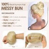 KISANOF Human Hair Bun Piece Natural Curly Bleach Blonde Tousled