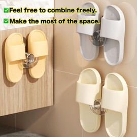 LONGRUI Clear Adhesive Wall Mount Shoe Rack, 2-Pair Capacity, Space-Saving Storage Holder for Entrance & Bathroom Two-Product Combination