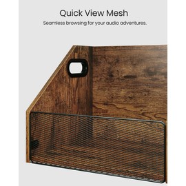 CHOEZON Vinyl Record Storage Double-Compartment 27.6" Record Holder with Metal Mesh File Organizer, Photo Album Storage Box, for Records, Photo Albums, Magazines, Rustic Brown TCW20BF