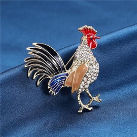 Rhinestone Rooster Brooches for Women Men Cute Rooster Animal Lapel Pin Brooch for Clothing Bag Scarf Hat Lapel Pins Accessories Jewelry