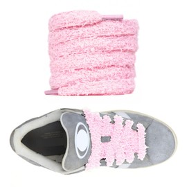Slaace 15 mm Plush Shoelaces - Large Campus Laces, Big Laces, Campus 00s Laces, Campus 00s Lace, Plush Lace, Wide Laces, Light Pink, 120