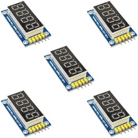 4-Digit 7-Segment Display LED with 74HC595 Driver, 4 Dots | 5-Pack for Arduino, ESP32, ESP8266, Raspberry Pi with Tutorials