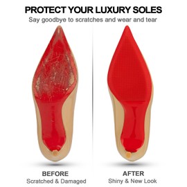Linwei Red Bottom Shoe Protector for Christian Louboutin Heels, Self Adhesive Sole Protectors, Durable Shoe Bottom Protector Guard, Non Slip Shoe Pads, 4 Pieces (Red, 4" x 6")