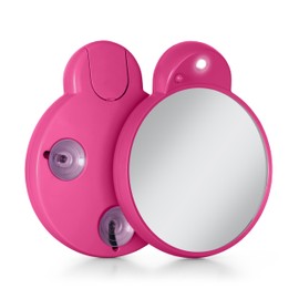 Zadro Magnification Lighted Compact Mirror with LED Light & Retractable Suction Cups – Travel Makeup Mirror, Cool White 6400K Lighting, Battery Operated, Made in USA (Pink, 10X | 4.3" L x 3.5" W)
