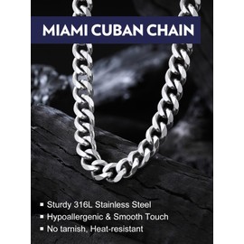 Bandmax Necklace Chain for Men, 3mm Miami Cuban Link