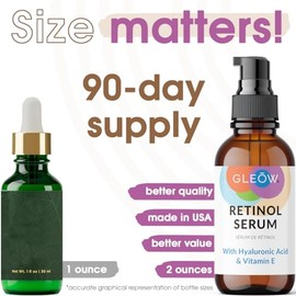 GLEOW Suero de Retinol para el Rostro con Ácido Hialurónico, el Retinol para el Rostro es Adecuado para Todo Tipo de Piel, Suero Hidratante para Mujer