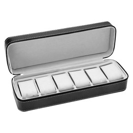 YoyoMetab 6 Slot Watch Box Portable Travel Zipper Case Collector Storage Jewelry Storage Box(Black)