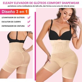 Eleady Braga Faja Reductora Mujer Adelgazante Body Reductor Fajas Reductoras Abdomen Bragas Postparto Faja Pantalon Mujer (Beige, Chico)