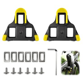 SPD Cleats for Cycling Shoes, Compatible with Shimano SPD-SL Pedals SM-SH10 SH11 SH12 System for Indoor Outdoor Peleton Spin Cycling Pedals Shoes Cleat & Road Bicycle Clips 6° Float (Yellow&Black）