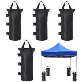 4Pack Gazebo Weights Sand Bags Tent Sandbags, Industrial Grade 600D Weights for Gazebo Legs, Sand Bags for Any Pop Up Tents Canopy Outdoor Patio, Black