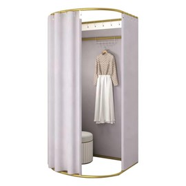 Clothing Store Fitting Room with Shading Curtain, Portable Temporary Mobile Privacy Protection Dressing Room, Foldable Mall Simple Changing Room and Temporary Mobile Room,200x100x95cm (Grey)
