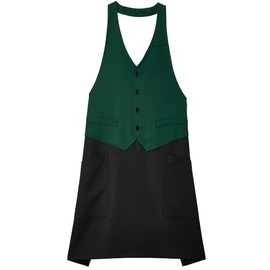 (Face Mix) FK7175-4 FK7175-4 Vest-style Apron, Black, Women's, Men's, With Vest, Cafe Apron [Anti-Fading]