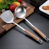 Lin's Wood Wok Soup Ladle with Long Beech Handle 304