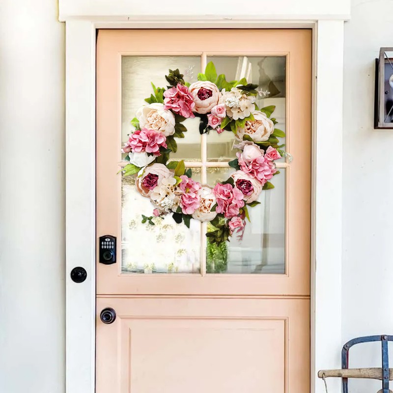 Artificial Peony Wreath Rattan Silk Cloth Simulation Decorative Front Door